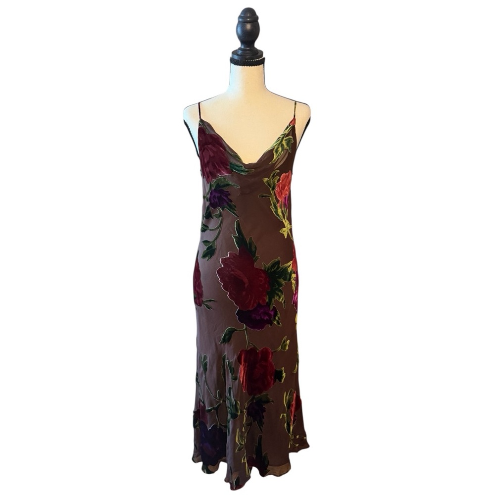 Spenser Jeremy Brown Floral Midi Dress Vintage Y2K